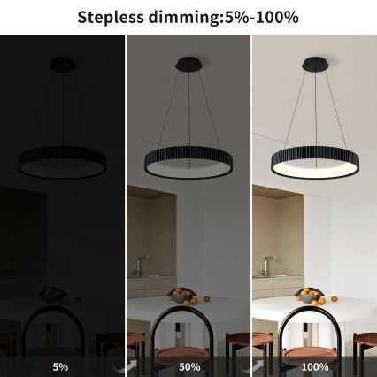 Brilagi - LED stmievateľný luster na lanku FALCON MODERN LED/54W/230V 3000-6500K pr. 60 cm čierna + diaľkové ovládanie