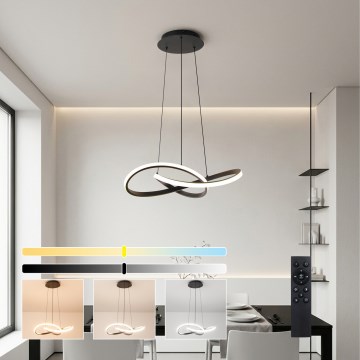 Brilagi - LED stmievateľný luster na lanku INFINITY LED/55W/230V 3000-6000K 50x50 cm čierna + diaľkové ovládanie