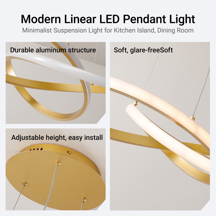 BRILAGI - LED stmievateľný luster na lankách INFINITY LED/55W/230V 3000-6000K 50x50 cm zlatý + diaľkové ovládanie