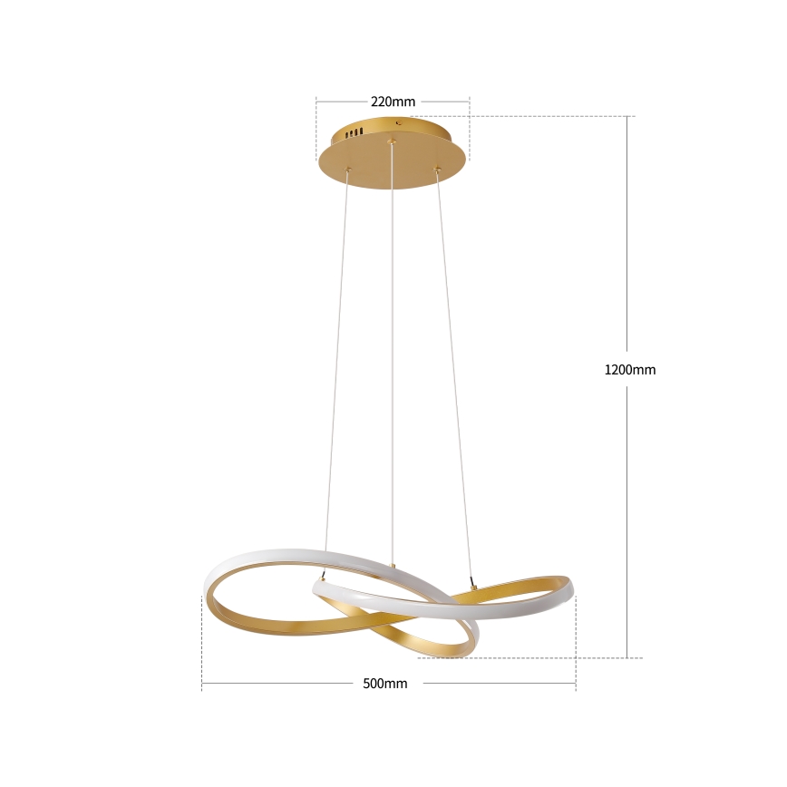 Brilagi - LED stmievateľný luster na lankách INFINITY LED/55W/230V 3000-6000K 50x50 cm zlatý + diaľkové ovládanie