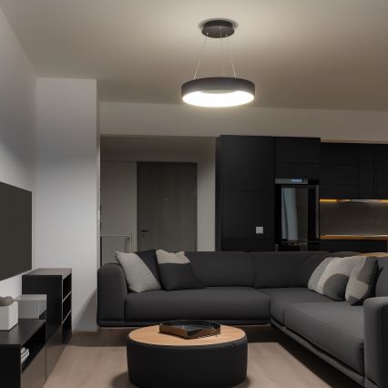 Brilagi - LED stmievateľný luster na lanku FALCON LED/40W/230V 3000-6500K priemer 45 cm čierna + diaľkové ovládanie
