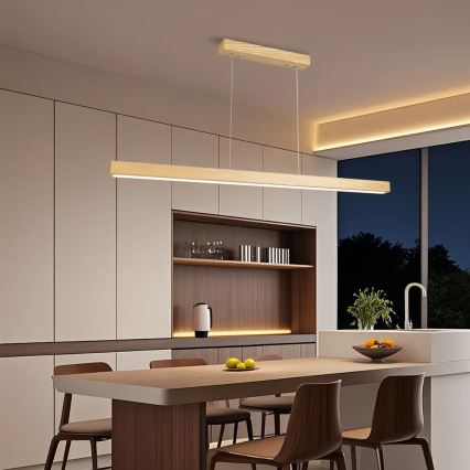 Brilagi - LED stmievateľný luster na lane OAK SMART LED/30W/230V Wi‑Fi Tuya, dub + diaľkové ovládanie