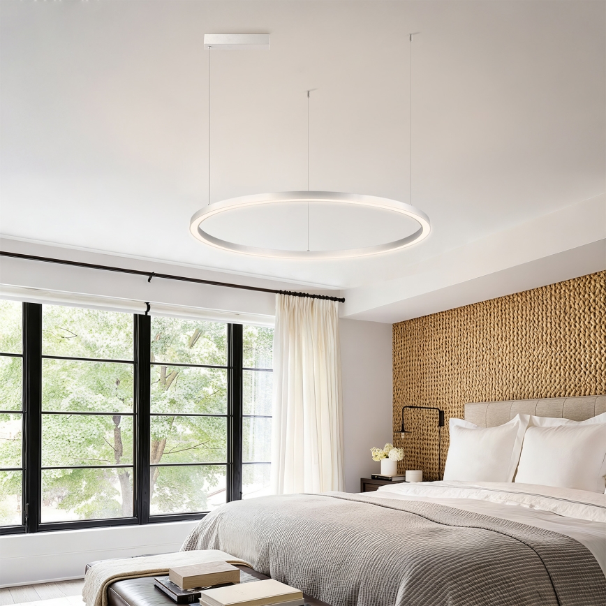 Brilagi - LED stmievateľný luster na lane PORTOFINO LED/60W/230V 3000-6000K pr. 80 cm strieborná + diaľkové ovládanie