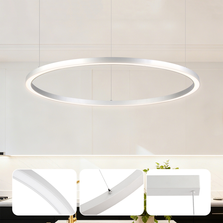Brilagi - LED stmievateľný luster na lane PORTOFINO LED/60W/230V 3000-6000K pr. 80 cm strieborná + diaľkové ovládanie