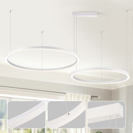 Brilagi - LED stmievateľný luster na lane PORTOFINO LED/98W/230V 3000-6000K biela + diaľkové ovládanie