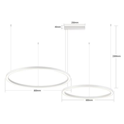 Brilagi - LED stmievateľný luster na lane PORTOFINO LED/98W/230V 3000-6000K biela + diaľkové ovládanie