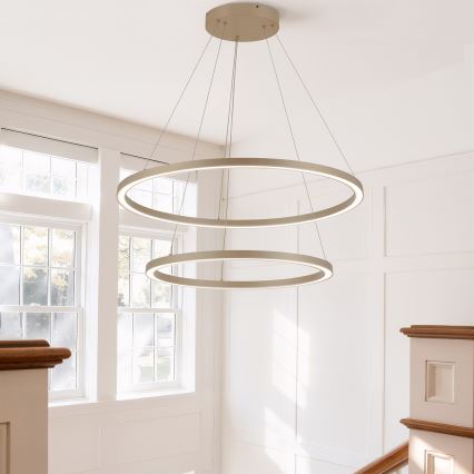 Brilagi - LED stmievateľný závesný luster PORTOFINO LED/98W/230V 3000-6000K pr. 80 cm béžový + diaľkové ovládanie