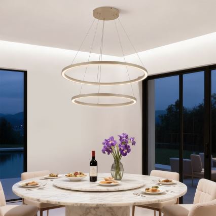Brilagi - LED stmievateľný závesný luster PORTOFINO LED/98W/230V 3000-6000K pr. 80 cm béžový + diaľkové ovládanie