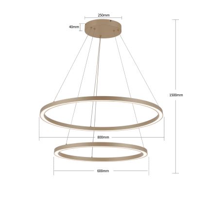 Brilagi - LED stmievateľný závesný luster PORTOFINO LED/98W/230V 3000-6000K pr. 80 cm béžový + diaľkové ovládanie