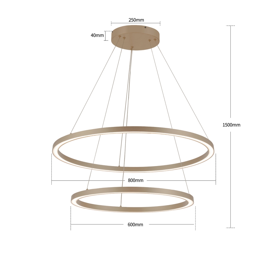 Brilagi - LED stmievateľný závesný luster PORTOFINO LED/98W/230V 3000-6000K pr. 80 cm béžový + diaľkové ovládanie