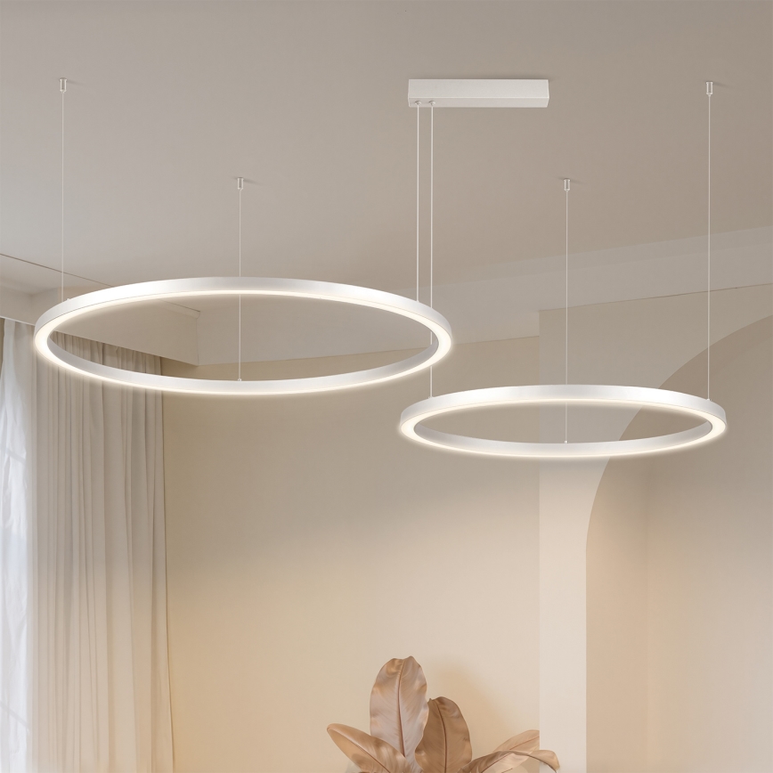 Brilagi - LED stmievateľný luster na lanku PORTOFINO LED/98W/230V 3000-6000K strieborný + diaľkové ovládanie