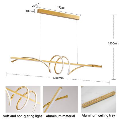 BRILAGI - LED stmievateľný luster na lane SIGNATURE LED/50W/230V 3000-6000K 120 cm zlatý + diaľkové ovládanie
