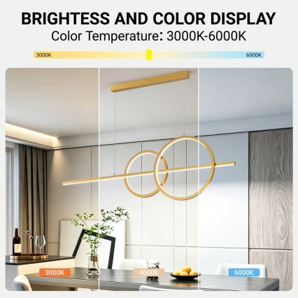 BRILAGI - LED stmievateľný luster na lankách SIGNATURE LED/53W/230V 3000-6000K 120 cm zlatá + diaľkové ovládanie