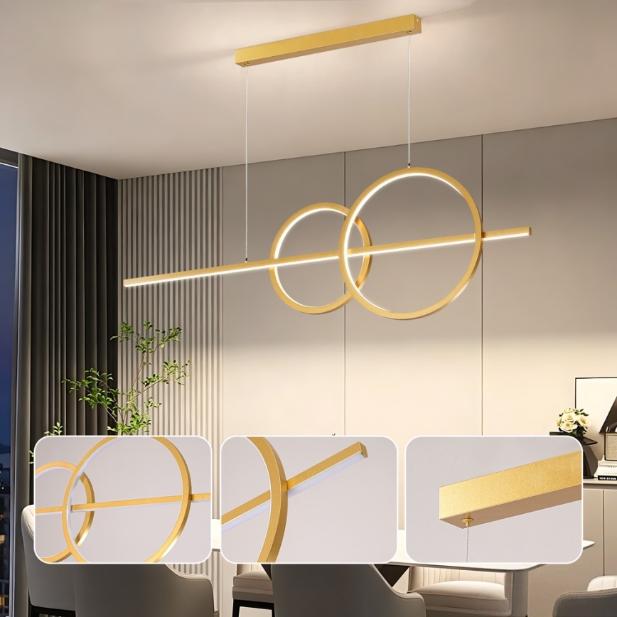 BRILAGI - LED stmievateľný luster na lankách SIGNATURE LED/53W/230V 3000-6000K 120 cm zlatá + diaľkové ovládanie