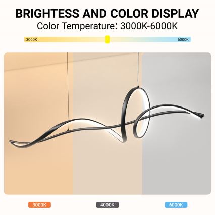 BRILAGI - LED stmievateľný luster na lanku SIGNATURE LED/55W/230V 3000-6000K 120x23 cm čierna + diaľkové ovládanie
