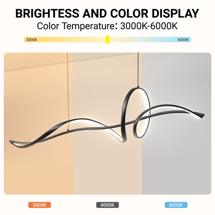 BRILAGI - LED stmievateľný luster na lanku SIGNATURE LED/55W/230V 3000-6000K 120x23 cm čierna + diaľkové ovládanie