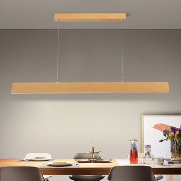 Brilagi - LED stmievateľný luster na lanku SLIMLINE LED/40W/230V 3000-6000K dubový dekor + diaľkové ovládanie