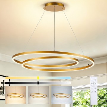 BRILAGI - LED stmievateľný luster na lanku TWISTER LED/105W/230V 3000-6000K priemer 100 cm zlatá + diaľkové ovládanie