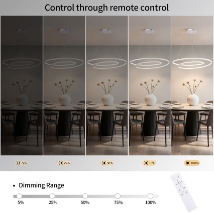 Brilagi - Stmievateľný LED luster na lanku TWISTER LED/105W/230V 3000-6000K priemer 100 cm biela + diaľkové ovládanie