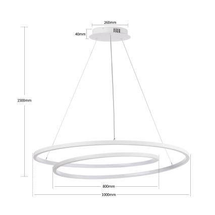 Brilagi - Stmievateľný LED luster na lanku TWISTER LED/105W/230V 3000-6000K priemer 100 cm biela + diaľkové ovládanie