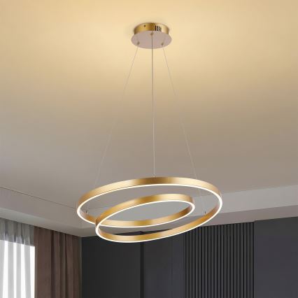 Brilagi - LED stmievateľný luster na lanku TWISTER LED/48W/230V 3000-6000K pr. 50 cm zlatá + diaľkové ovládanie