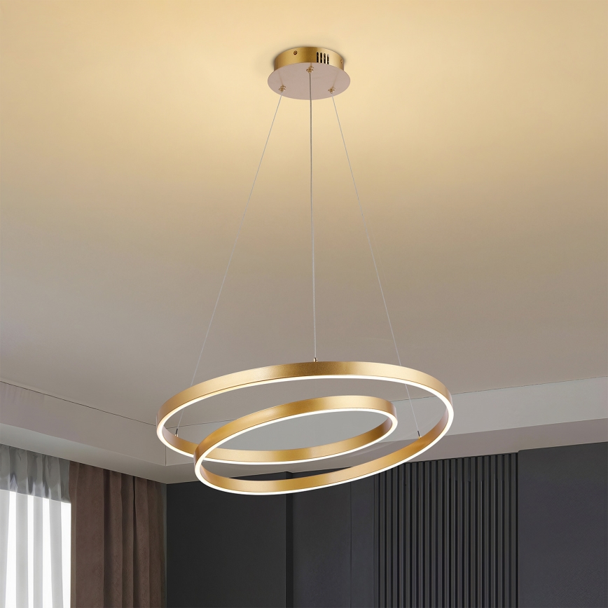 Brilagi - LED stmievateľný luster na lanku TWISTER LED/48W/230V 3000-6000K pr. 50 cm zlatá + diaľkové ovládanie