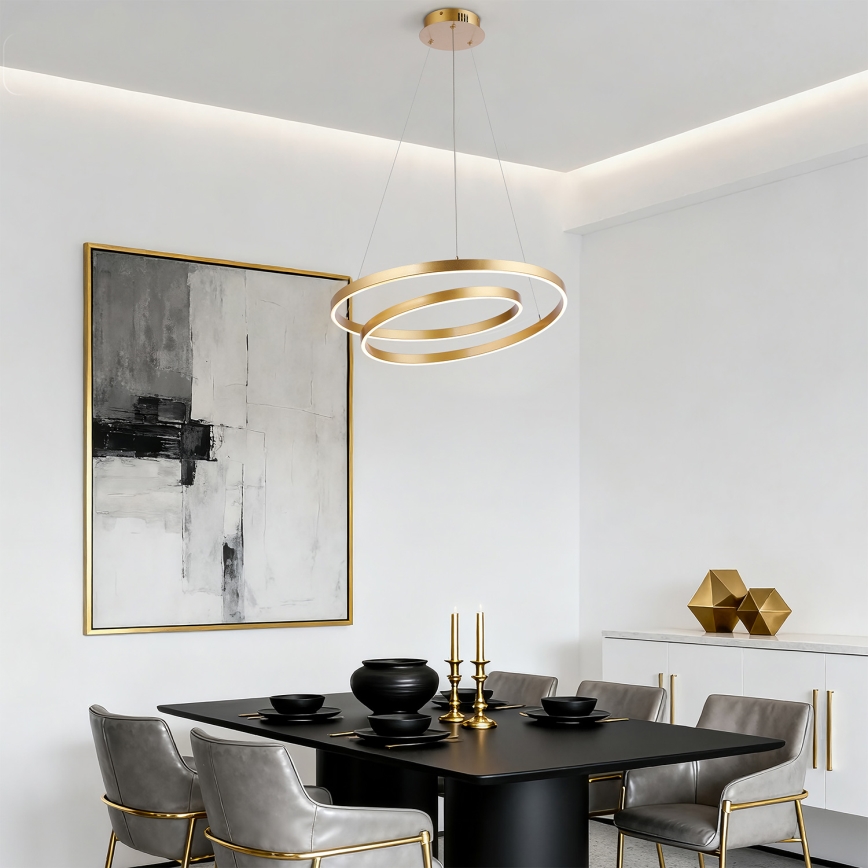 Brilagi - LED stmievateľný luster na lanku TWISTER LED/48W/230V 3000-6000K pr. 50 cm zlatá + diaľkové ovládanie