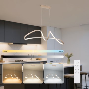Brilagi - LED stmievateľný luster na lanku TWISTER LED/60W/230V 3000-6000K béžová + diaľkové ovládanie