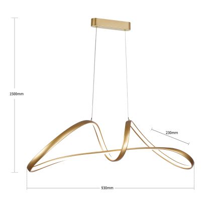 Brilagi - LED stmievateľný závesný luster TWISTER LED/60W/230V 3000-6000K zlatý + diaľkové ovládanie