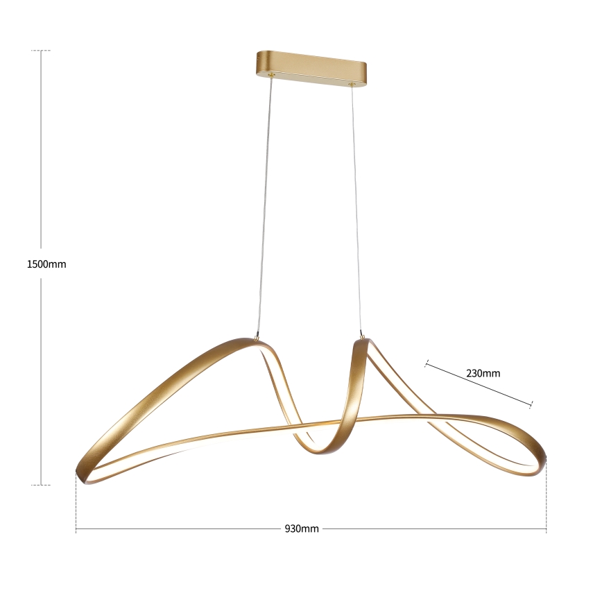 Brilagi - LED stmievateľný závesný luster TWISTER LED/60W/230V 3000-6000K zlatý + diaľkové ovládanie