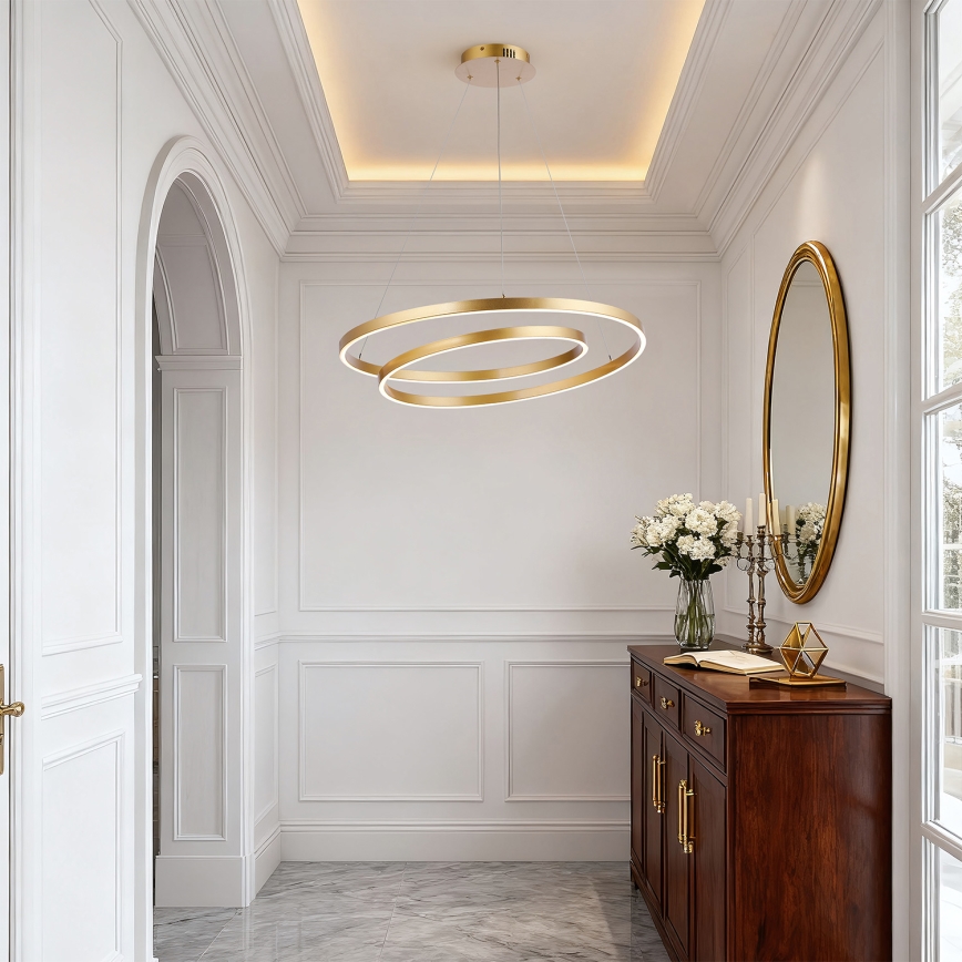 Brilagi - LED stmievateľný luster na lanku TWISTER LED/75W/230V 3000-6000K pr. 70 cm zlatá + diaľkové ovládanie