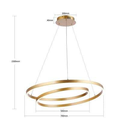 Brilagi - LED stmievateľný luster na lanku TWISTER LED/75W/230V 3000-6000K pr. 70 cm zlatá + diaľkové ovládanie