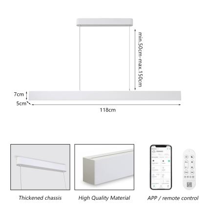 Brilagi - LED Stmievateľný luster na lanku SLEEKLINE SMART LED/40W/230V 3000-6000K Wi-Fi Tuya biela + diaľkové ovládanie