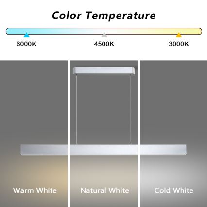 Brilagi - LED stmievateľný luster na lane SLEEKLINE SMART LED/40W/230V 3000-6000K Wi-Fi Tuya strieborná + diaľkové ovládanie