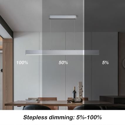 Brilagi - LED stmievateľný luster na lane SLEEKLINE SMART LED/40W/230V 3000-6000K Wi-Fi Tuya strieborná + diaľkové ovládanie