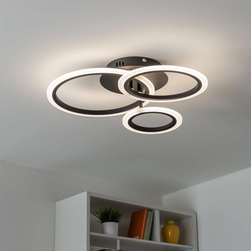 Brilagi - LED Stmievateľný prisadený luster ORBITS LED/40W/230V 3000-6500K čierna + diaľkové ovládanie
