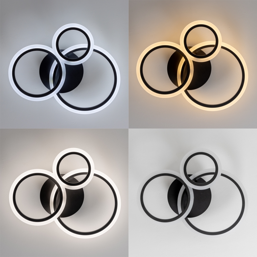Brilagi - LED Stmievateľný prisadený luster ORBITS LED/40W/230V 3000-6500K čierna + diaľkové ovládanie