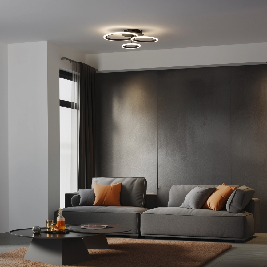 Brilagi - LED Stmievateľný prisadený luster ORBITS LED/40W/230V 3000-6500K čierna + diaľkové ovládanie