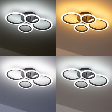 Brilagi - LED Stmievateľný prisadený luster ORBITS LED/50W/230V 3000-6500K antracit + diaľkové ovládanie