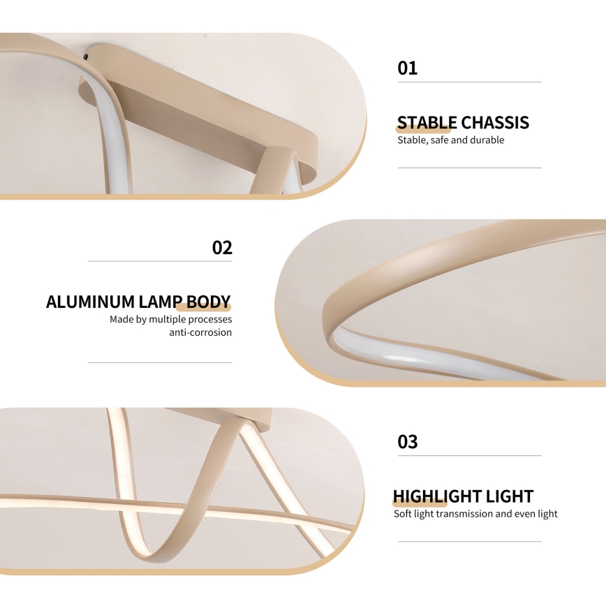 Brilagi - LED stmievateľné prisadené stropné svietidlo TWISTER LED/60W/230V 3000-6000K béžové + diaľkové ovládanie