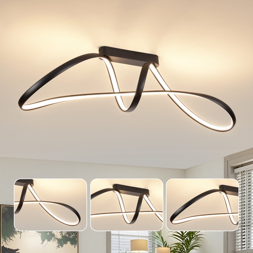 Brilagi - Stmievateľný prisadený LED luster TWISTER LED/60W/230V 3000-6000K čierna + diaľkové ovládanie