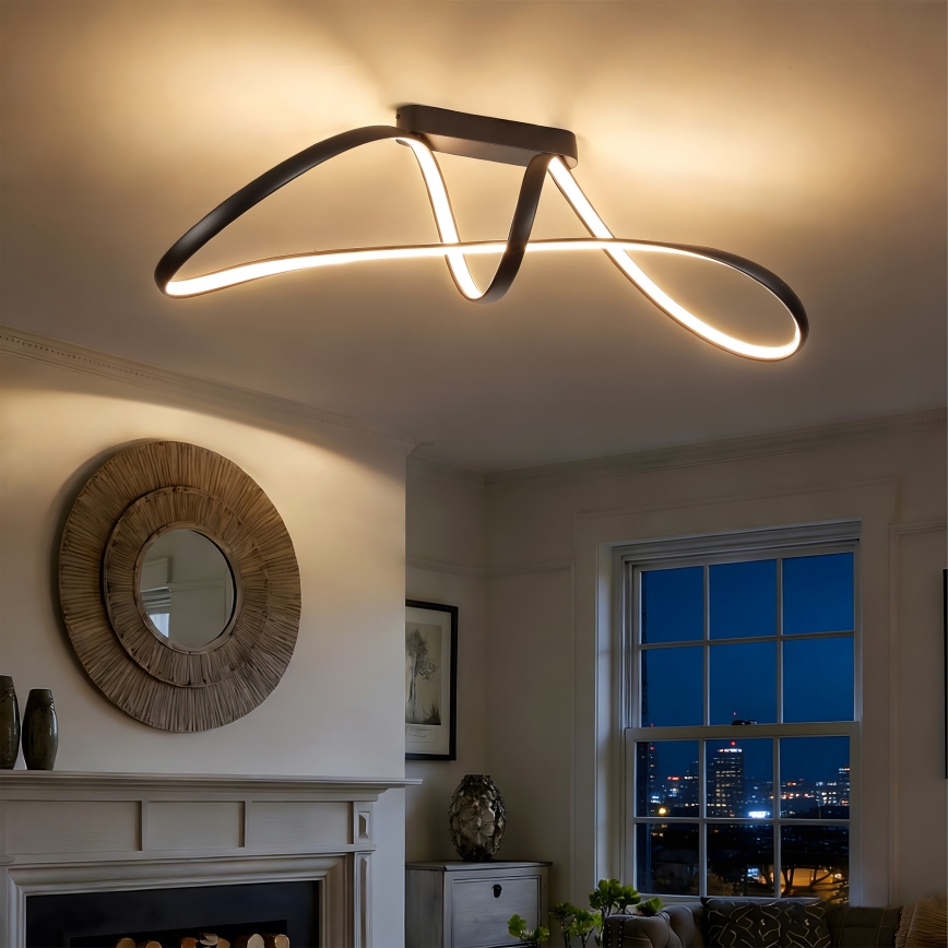 Brilagi - Stmievateľný prisadený LED luster TWISTER LED/60W/230V 3000-6000K čierna + diaľkové ovládanie