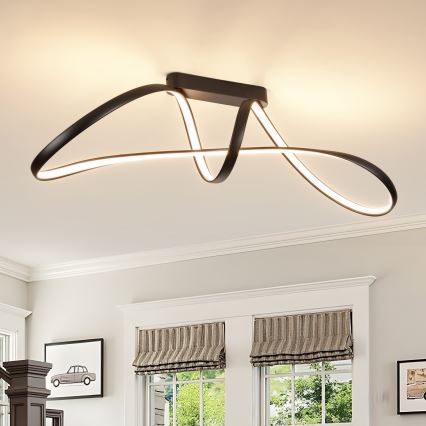 Brilagi - Stmievateľný prisadený LED luster TWISTER LED/60W/230V 3000-6000K čierna + diaľkové ovládanie