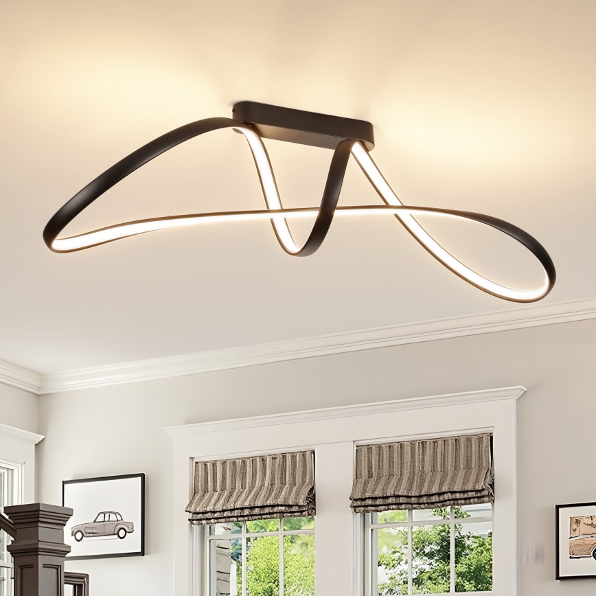 Brilagi - Stmievateľný prisadený LED luster TWISTER LED/60W/230V 3000-6000K čierna + diaľkové ovládanie