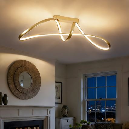 Brilagi - LED stmievateľné prisadené stropné svietidlo TWISTER LED/60W/230V 3000-6000K zlaté + diaľkové ovládanie