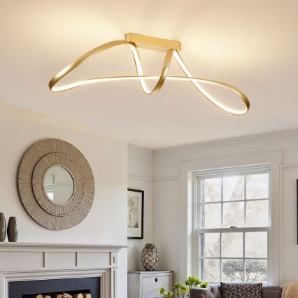 Brilagi - LED stmievateľné prisadené stropné svietidlo TWISTER LED/60W/230V 3000-6000K zlaté + diaľkové ovládanie