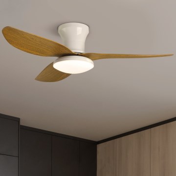 Brilagi - LED Stmievateľný stropný ventilátor LED/30W/230V 3000-6500K biela/hnedá + diaľkové ovládanie
