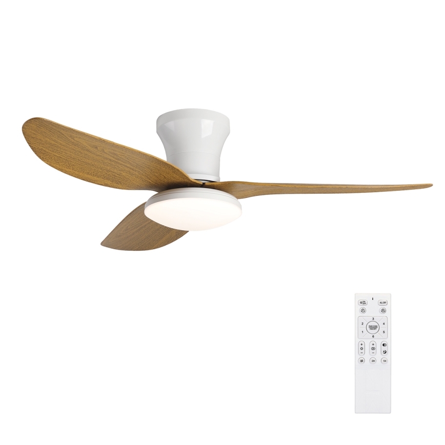 Brilagi - LED Stmievateľný stropný ventilátor LED/30W/230V 3000-6500K biela/hnedá + diaľkové ovládanie