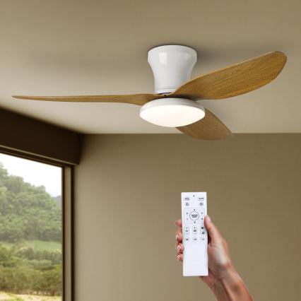 Brilagi - LED Stmievateľný stropný ventilátor LED/30W/230V 3000-6500K biela/hnedá + diaľkové ovládanie
