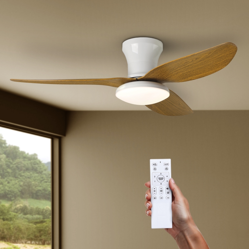 Brilagi - LED Stmievateľný stropný ventilátor LED/30W/230V 3000-6500K biela/hnedá + diaľkové ovládanie